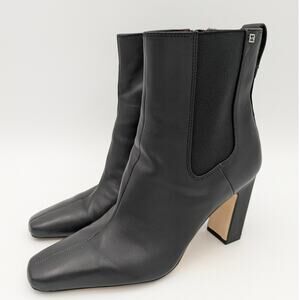 Sarto Flexa Blis Ankle Bootie Women's Square Toe Leather Black Size US8.5M EU39